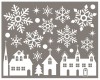 Samolepka zimní město, bílá s glitry 28 x 41 cm