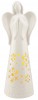Anděl porcelánový s LED osvětlením,bílý s vločkami 26 cm