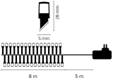 Vánoční osvětlení 8 m – 80 LED, teplá bílá, 8 funkcí + 5 m kabel