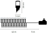 Vánoční osvětlení 12 m – 120 LED, teplá bílá, 8 funkcí + 5 m kabel