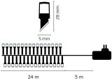 Vánoční osvětlení 24 m – 240 LED, teplá bílá, 8 funkcí + 5 m kabel