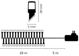Vánoční osvětlení 18 m – 180 LED, teplá bílá, 8 funkcí + 5 m kabel