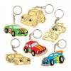 Dřevěné přívěsky na klíče k dokončení auta (6 kusů) - AV131