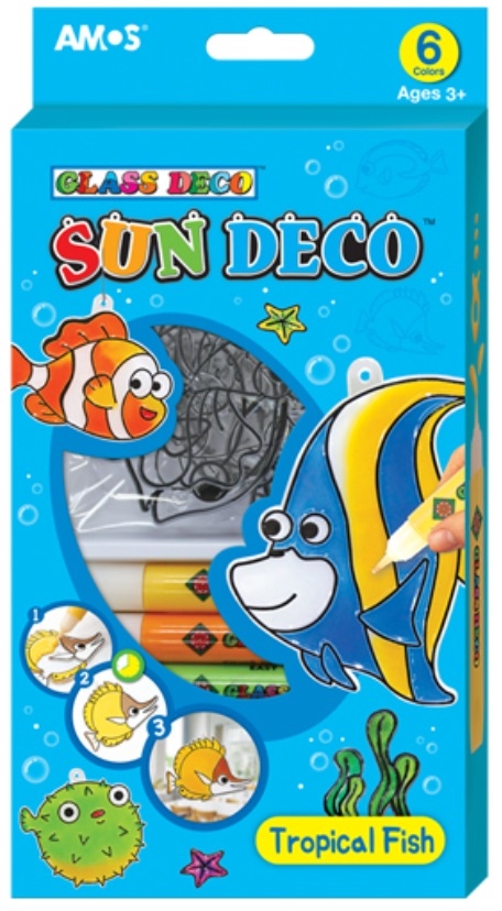 Barvy na sklo sada 6 barev 10,5 ml + 6 sklíček Mořské ryby