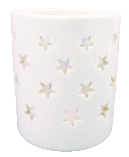 Svícen porcelánový s hvězdami 7 x 9 cm