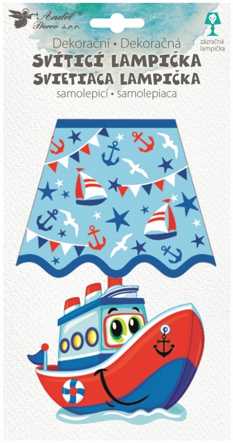 Lampička samolepicí svítící LED loď 19 cm