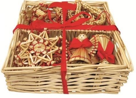 Slaměné ozdoby v krabičce 24 ks