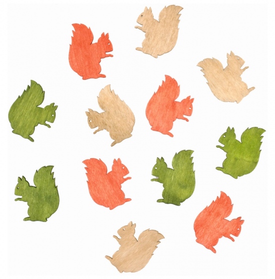 Dřevěné veverky 4 cm, 12 ks 