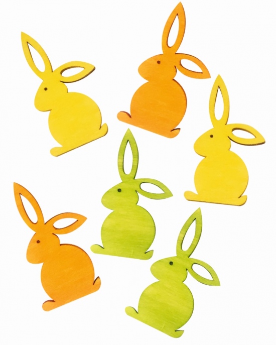 Dřevění zajíčci 6 cm, 6 ks 