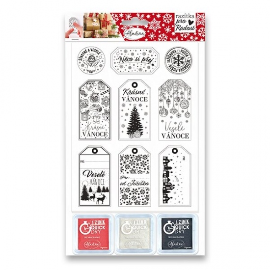 Razítka Aladine Stamp With Love Vánoční visačky, 9 ks