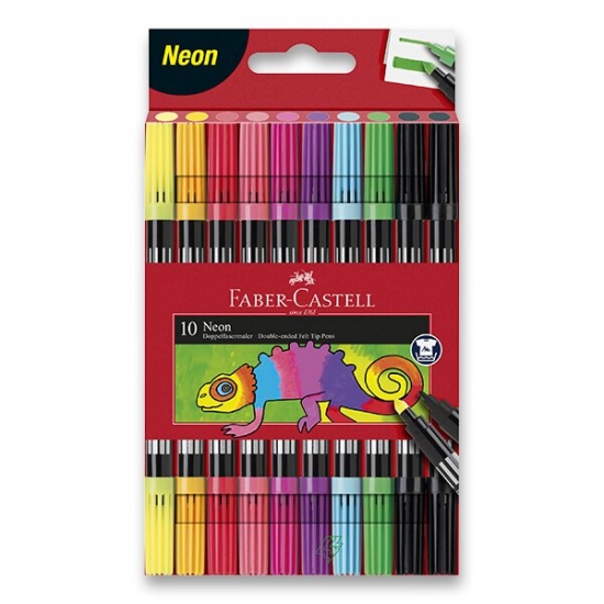 Levně Oboustranné dětské fixy Faber-Castell Neon 10 barev