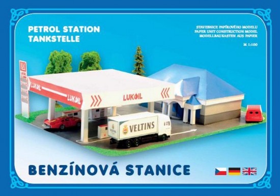 Benzínová stanice - Stavebnice papírového modelu