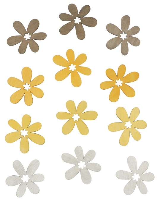 Kytičky dřevěné 4 cm, 12 ks v sáčku