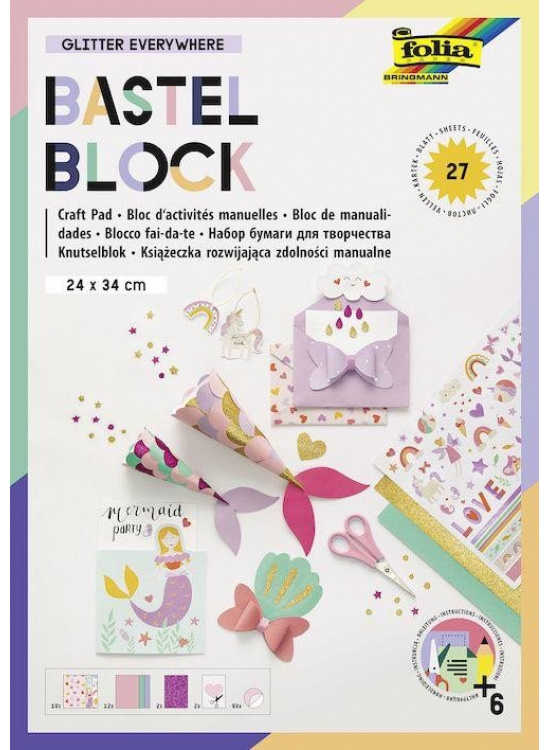 Levně Folia Designové gliterové papíry 27 listů