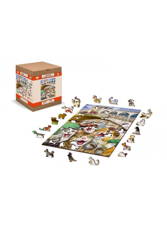 Levně Wooden City Puzzle Kočky v Benátkách 300 dílků , dřevěné
