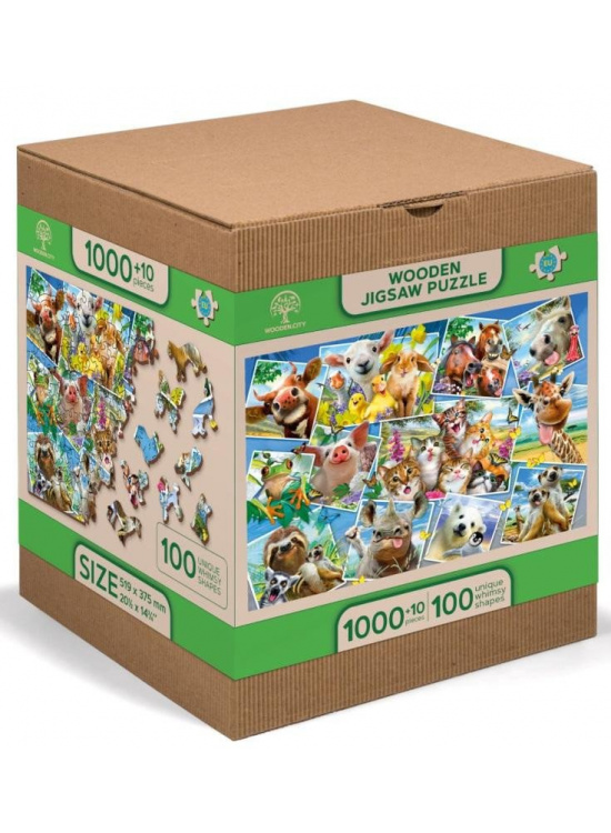 Levně Wooden City Puzzle Zvířecí pohlednice 1010 dílků, dřevěné