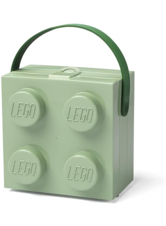 Svačinový box LEGO s rukojetí - army zelený