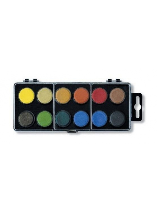 Koh-i-noor vodové barvy/vodovky obdélník černý 12 barev o průměru 22,5 mm