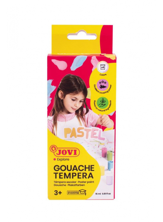 Levně JOVI Pastel temperové barvy 6 x 15 ml + štětec