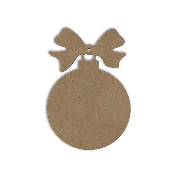 Dřevěný výřez k dekoraci Gomille závěsný, 15 cm – baňka s mašlí