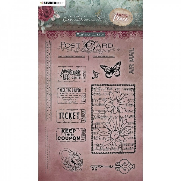Gelová razítka Studio Light Inner Peace (13 ks) – vintage štítky