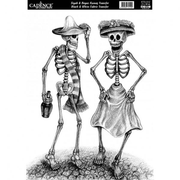 Transferový obrázek na textil, 21x30 cm, černobílý - Halloween