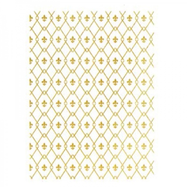 Rýžový papír A3 - Metalické francouzské lilie - zlaté