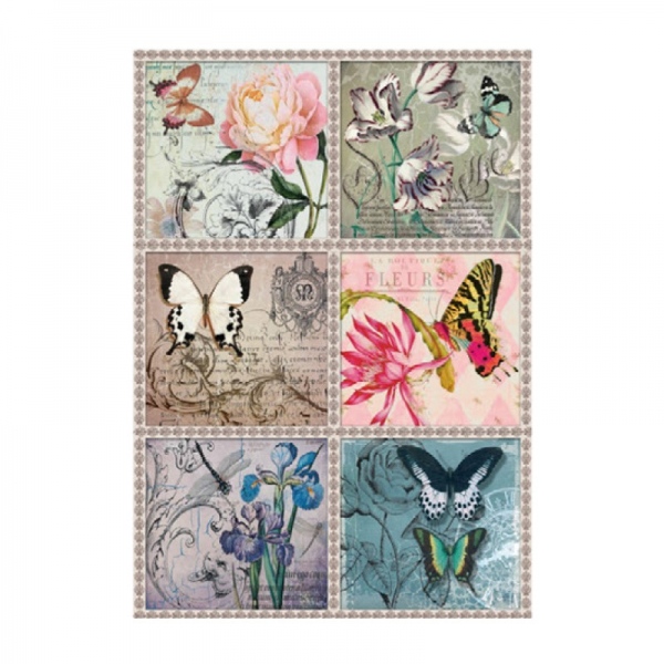 Rýžový papír A4 - Známky s motýlky