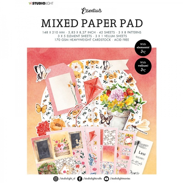 Sada scrapbookových papírů Studio Light, A5 (42 listů) – rozkvetlá zahrada