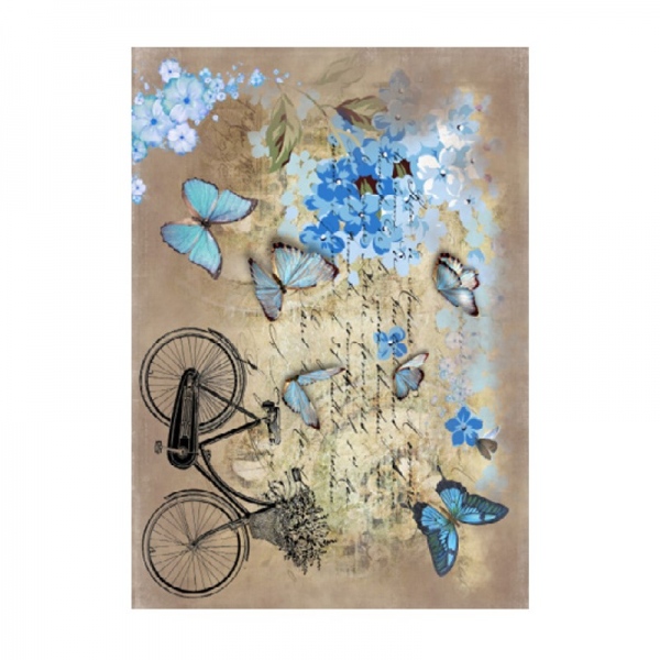 Rýžový papír A3 - Kolo a hortenzie