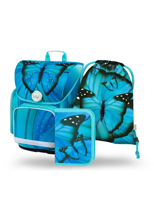 BAAGL SET 3 Ergo Buterfly: aktovka, penál, sáček
