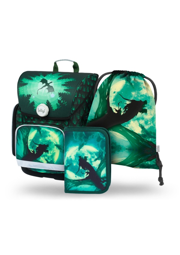 BAAGL SET 3 Ergo Drak: aktovka, penál, sáček