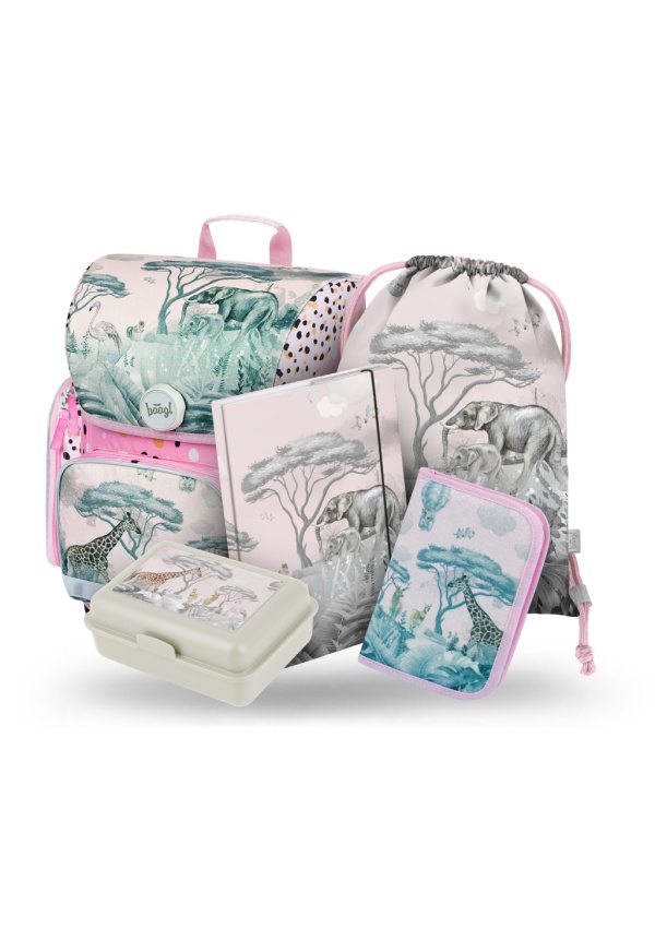 BAAGL SET 5 Ergo Safari: aktovka, penál, sáček, desky, box