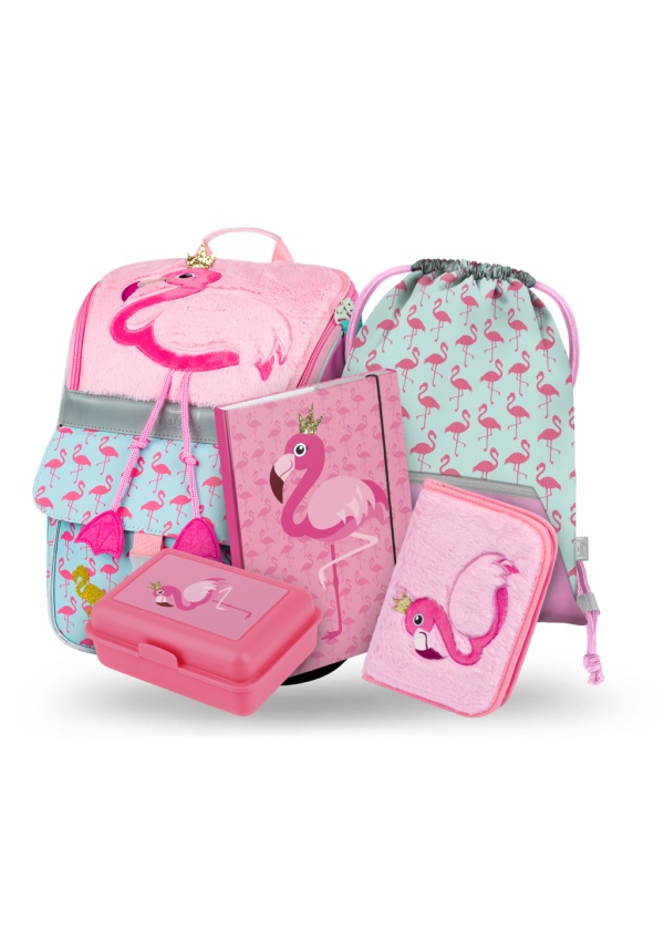 BAAGL SET 5 Zippy Plameňák: aktovka, penál, sáček, desky, box