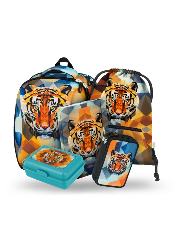 BAAGL SET 5 Shelly Tiger: aktovka, penál, sáček, desky, box