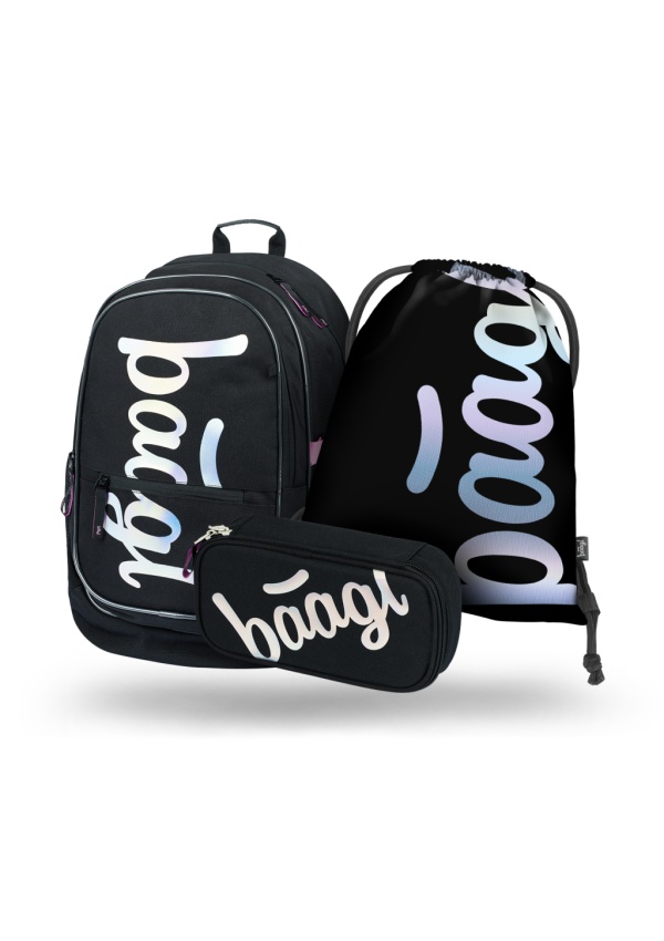 BAAGL SET 3 Core Metallic Holo: batoh, penál, sáček