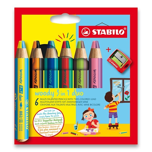 Levně Pastelka Stabilo Woody 3 in 1 Duo 6 barev