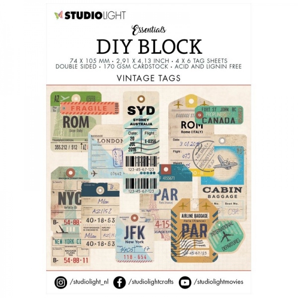 Levně DIY Blok, A7, 24 l. – Vintage visačky