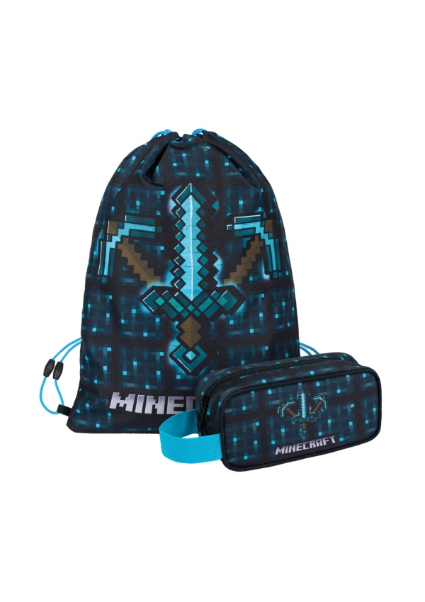 MINECRAFT SET 2 Blue Axe and Sword: penál, sáček