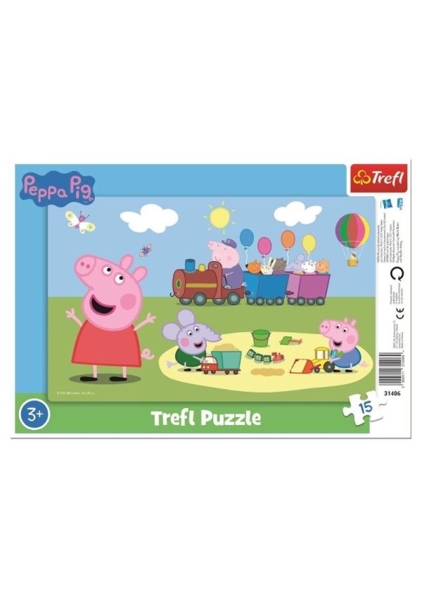 Puzzle Prasátko Peppa - Veselý vláček 15 dílků