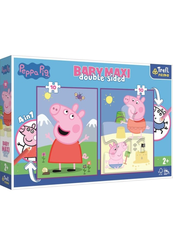 Trefl Puzzle Baby maxi Prasátko Peppa Dobrý den 2x10 dílků - oboustranné