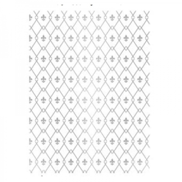 Rýžový papír A3 - Metalické francouzské lilie - stříbrné