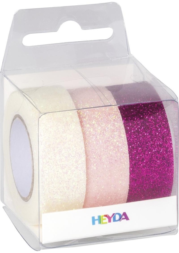 HEYDA Sada glitrových lepicích pásek - růžový mix