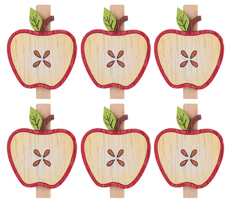 Anděl Přerov Jablíčka dřevěná na kolíčku, 6 ks, 3,5 cm