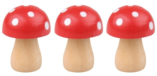 Muchomůrka drevená 3 cm, 3 ks Anděl Přerov s.r.o.