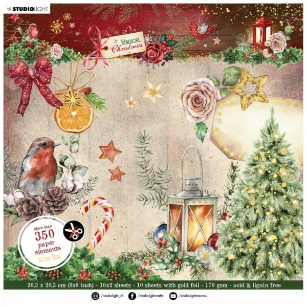 Blok s papírovými výseky, 20 l. - Magical Christmas
