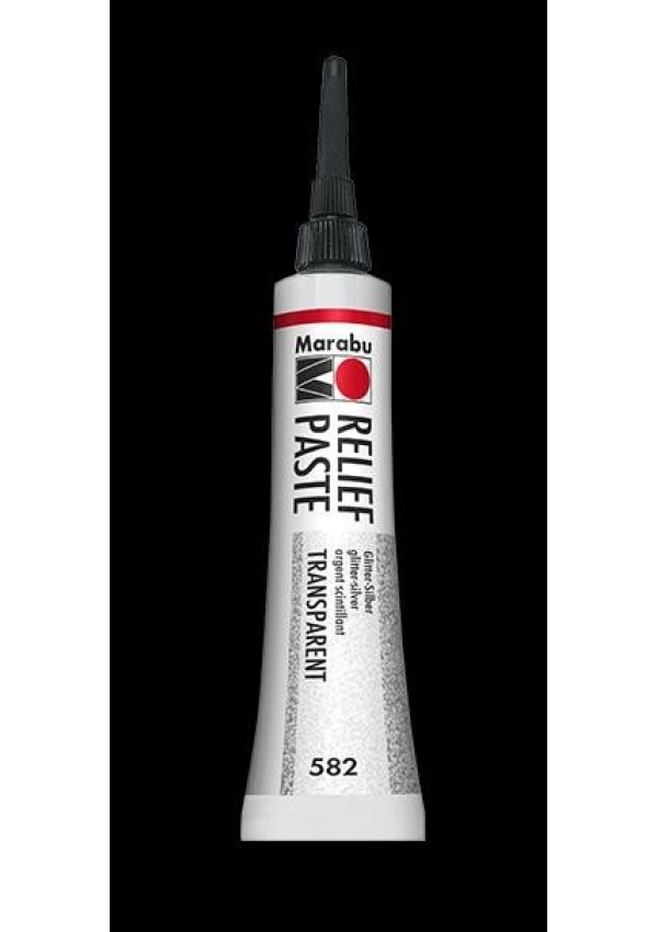 Marabu reliéfní pasta na sklo a porcelán/stříbrný glitr 20 ml