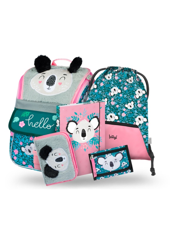 BAAGL SET 5 Zippy Baby Koala: aktovka, penál, sáček, peněženka, desky