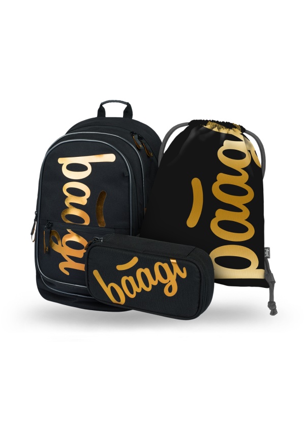 BAAGL SET 3 Core Metallic Bronze: batoh, penál, sáček