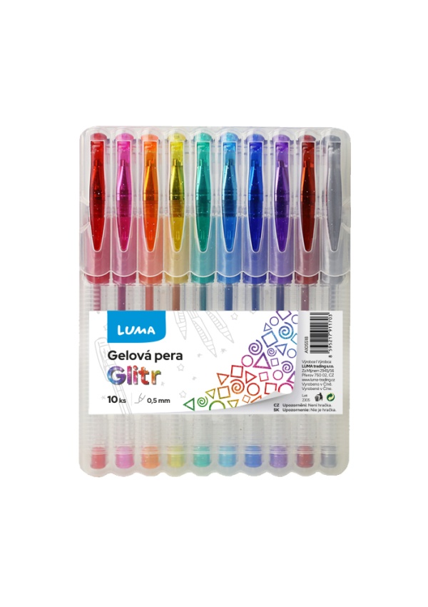 Gelové pero 10 barev GLITR, LUMA